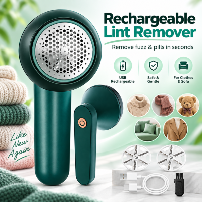 Rechargeable Fabric Shaver & Lint Remover – Electric Fuzz Trimmer with Safe Mesh Cover, USB Charging & Multi-Purpose Clothes Bobble Remover